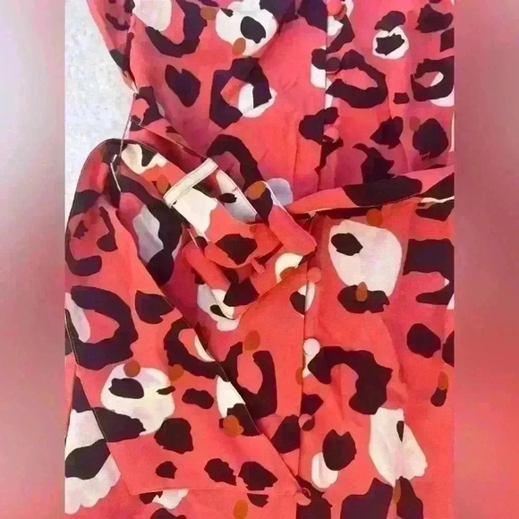 Ted Baker London Womens Dress 1 U.S. Size 2-4 Pink Leopard Print Button Up $340 - Picture 3 of 8